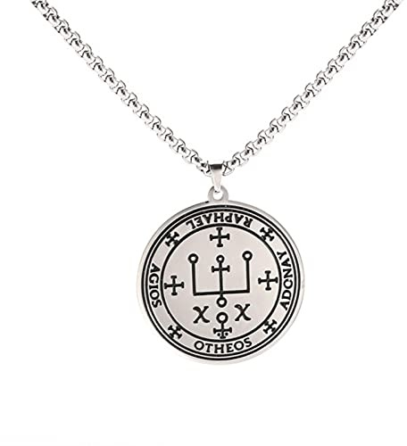 HCMA Erzengel Raphael Siegel Amulett Halskette Übernatürlich Der Schutzpatron der Reisenden Beseitigt Ängste Stressoren Schmuck Geschenk