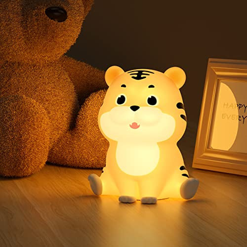 LEDHOLYT Kids Night Light - Cute Tiger Silicone Nursery Lamp for Baby and Toddler, Animal Night Light for Boys and Girls, Squishy Bedroom Lamp, Cute Kids Room Gift