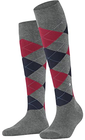 Burlington Women's Queen W Kh Cotton Long Patterned 1 Pair Knee-High Socks, Grey Rock-Steel 3394, 3.5-7