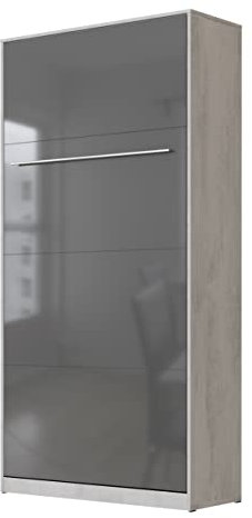 SMARTBett Schrankbett Standard 90x200 120x200 140x200 160x200 Bettschrank Wandbett Beton/Anthrazit Hochglanz 90 Vertikal