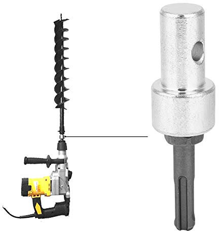 Erdbohrer-Adapter,Bohrer-Adapter für Elektrische Bohrmaschine zum Erdbohrer-Anschluss Arbor,Profi Adapter für Erdbohrer Passend,Round Shank,2 Schlitze und 2 Pits