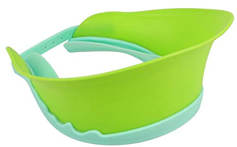 FRCOLOR Haarwaschkappe Verstellbar Shampoo Kappe mit Ohrenschutz Duschhaube für Jungen und Mädchen Schützt Augen und Ohren Beim Baden und Haareschneiden Kleinkind Babyparty Grün