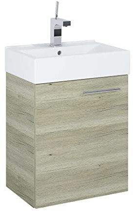 SET SMALL 45 Badmöbel 45cm Ture Soft-Close Keramik Hängeschrank Badezimmerschrank mit Waschbecken Unterschrank Waschtisch, Holzwerkstoff, Sanremo