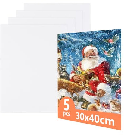 5 Pièces Toile Peinture 30x40cm, Toiles à Peindre Avec Coton, Toiles Blanc à Peindre, Toile a Peindre Artiste à Peindre, Toile Peinture Grand Format, Toile Blanche Pour Peinture à l'Huile Et Acrylique