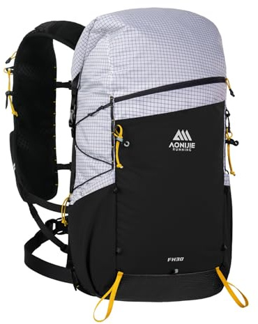 AONIJIE Großer Trinkrucksack, 30 l, multifunktional, Wandern, Klettern, Trinkrucksack, Tagesrucksack, leicht, grau