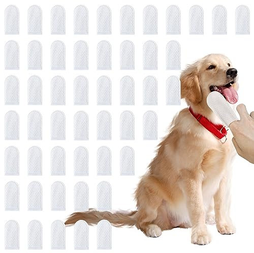 Hundezahntücher, 50 Stück Fingertücher für Hundezähne, Hunde-Fingerzahnbürste, Einweg-Hundeohrenreinigung, Fingertücher für Hunde und Katzen
