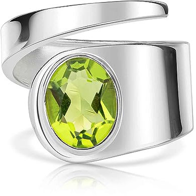Materia Damenring Silber 925 mit Stein grün - Peridot Schmuck SR-17-56
