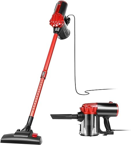 koticidsin Koticidsin Aspirapolvere Portatile, 2 in 1Scopa Elettrica con Filo, Aspirazione 16Kpa 800W, Tecnologia Cyclone, filtro ad alta efficienza, Nero rosso
