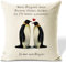 Pinguin Kissenbezug Geschenk, 45 × 45 cm für Sie Uns ihn Pinguin Kissenbezug, Pärchen Partner Pinguin Bedruckter Quadratischer Kissenhülle für Jahrestag, Valentinsta, Weihnachten