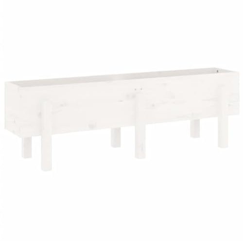 vidaXL Arriate Elevado de jardín Madera Maciza Pino Blanco 121x30x38cm, arriate Elevado, arriate de Flores Elevado, Jardinera con Patas