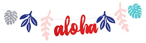 ABOOFAN Hawaii Tropische Wimpelkette Banner Monstera Buchstaben Flaggen Hawaiian Luau Party Zubehör für Veranstaltungen Im Freien