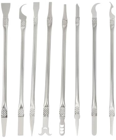 QUARKZMAN 8 en 1 Métal Spatule Téléphone Levier Ouverture Réparation Outils Trousse Écran Démonter Ensemble Double Fin pour Téléphone Portable Mobile Téléphone Ordinateur Portable pc