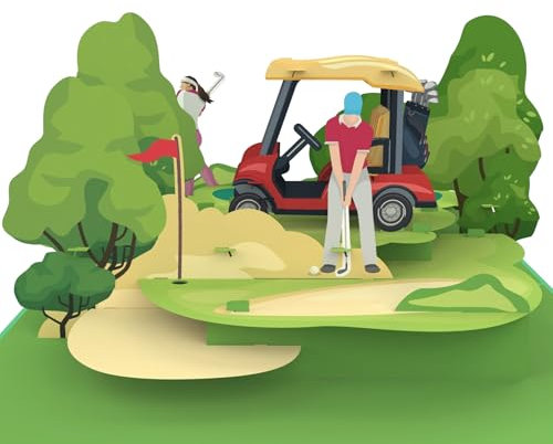 MOKIO® Pop-Up Karte – Golf – 3D Grußkarte für Golfspieler zum Geburtstag, Geburtstagskarte für Golfer