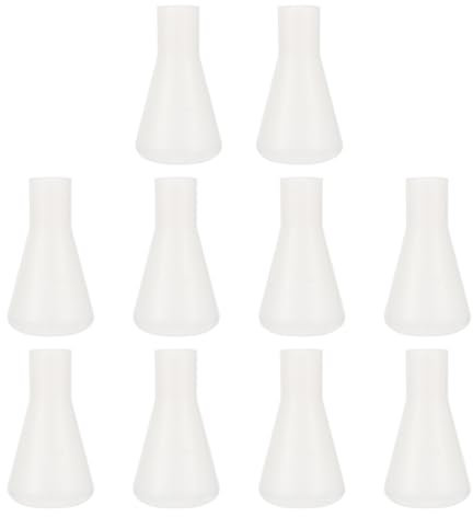 10pcs Plastic Flask Boiling Flasks Experiment Scale Flask Erlenmeyer 100ml Side Arm Flask Plastic Beaker Erlenmeyer Flask 100 Ml Beaker Laboratory Glassware Conical re-usable