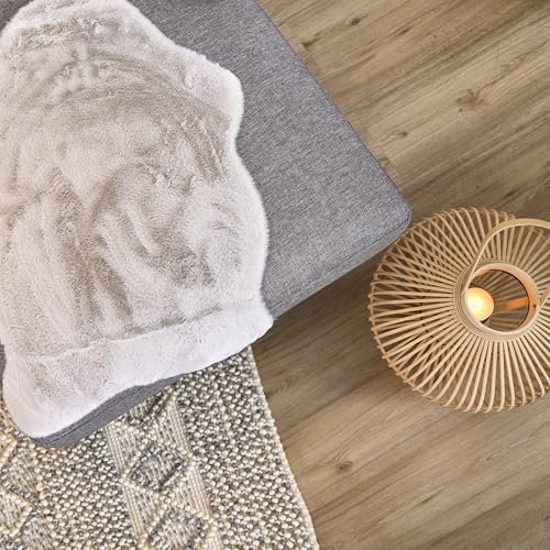 Astra Hochwertiger Kunstfell Teppich flauschig - Teppich Wohnzimmer - Hochflorteppich Lammfell Schaffell Accessoire - Dekofell Silber Shape 55 x 80 cm
