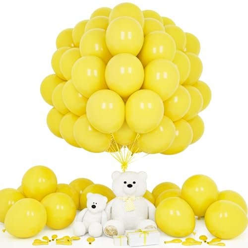 Teselife Ballons Jaune, 50Pièces 12Pouces Mat Jaune Latex Ballon Arche Guirlande Fille Femmes Anniversaire Mariage Proposition Valentin Douche Nuptiale Diplôme Retraite Fiançailles Princesse Déco