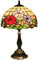 FUMAT Tiffany Tischlampe, 12 Zoll Retro Lampe, Vintage Nachttischlampe, Deko Tischleuchte, Handcraft Bunte Glas Lampenschirm, Blume Muster, Mit E27 LED Glühbirne, für Schlafzimmer Wohnzimmer Büro