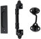 Pastlla Barn Door Handles Matte Black Antique Heavy Duty Barn Door Handle with Flush Pull and Lock Latch for Barn Door Cabinets Gates Garages Sheds -Style A