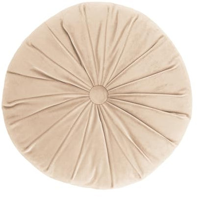 Herfair Kürbiskissen Rund Kissen Aesthetic, 40cm Füllkissen Bodenkissen Wurfkissen Kopfkissen, Weiche Sofakissen Boho Deko Gefüllt Kissen Sitzkissen Dekokissen für Sofa Bett Wohnzimmer (Beige)