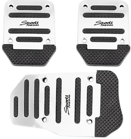WBZOWRB Auto Beschleuniger Pedale, Autos Pedal Abdeckung, Autos Pedals für Bremsen Kupplungen und Öltanks Verwendet, Auto-Beschleuniger Gas Bremspedal Kupplungspedal(Silber), 3 Stück
