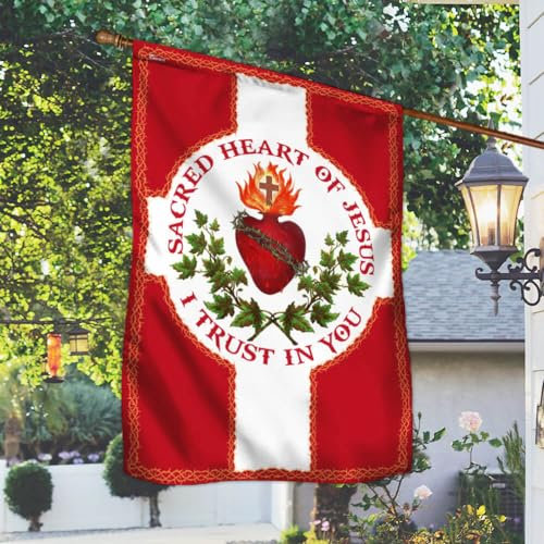 Amerikanische Flagge, Heiliges Herz Jesu I Trust In You Christliche katholische Flagge, Hausflagge (74,9 x 100,3 cm), USA-Flagge, Premium-Polyester, dekorative Flagge für drinnen und draußen