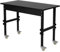 TANGZON 10-Level Height Adjustable Workbench, Heavy Duty Metal Frame Wide Bamboo Top Rolling Garage Work Bench with 4 Lockable Universal Wheels, Indoor Outdoor Large Workstation (Black)