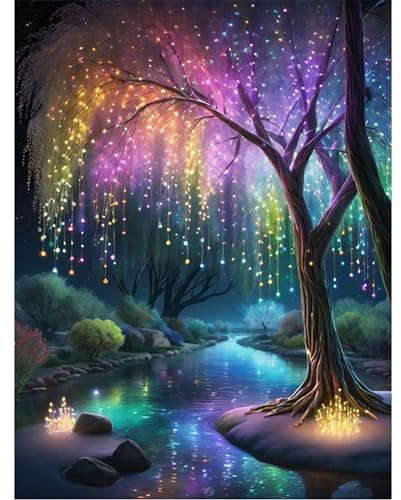 Yunruily Arbre de vie à peindre par numéros - Arbre de vie adulte - Kit de peinture par numéros pour adultes - Peinture par numéros sur toile pour cadeaux de la maison - Décoration murale (40 x 50 cm)
