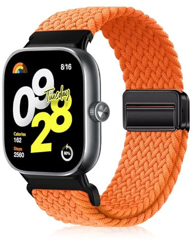 YealRed Cinturino Compatibile con Xiaomi Redmi Watch 5/4 / Mi Band 9 Pro/ 8 Pro, Bracciale in Nylon Magnetica per Xiaomi Redmi Watch 5/4 /Smart Band 9 Pro/ 8 Pro (Arancione)