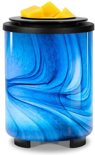 Wax Melt Warmer for Scented Wax, Electric Art-Glass Wax Melt Warmer with Removable Silicone Dish and Stable PTC Heating Element, 7 Colors Changing LED Night Light Wax Warmer for Home Office Décor Gift