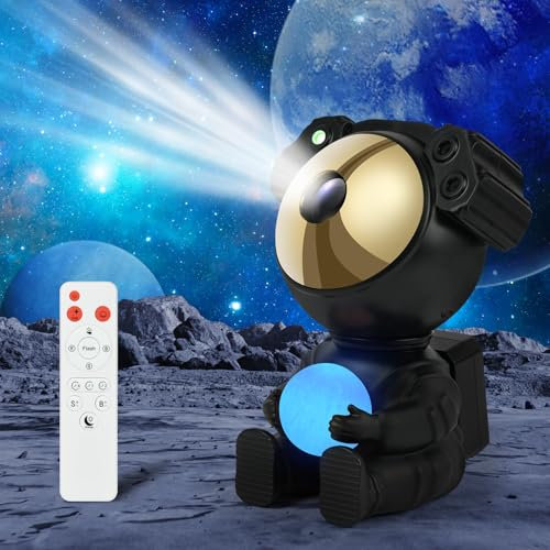 URAQT Astronaut Galaxy Projector, Astronaut Light Projector, 360° Rotatable Bedroom Ceiling Nebula Projector, LED Lamp with Timer, Remote Control and Moon Light, for Kids, Room Decor, Party, Gift
