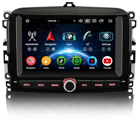 Erisin 8-Core Android 14 4GB+64GB Autoradio per Fiat 500L 2012-2016 7 pollici IPS Schermo tattile Supporto GPS Navigatore Senza fili CarPlay Android Auto WiFi DAB+ Bluetooth 5.0 DSP Canbus OBD2 TPMS