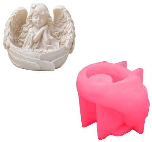 Wsdsgz Moules en silicone en forme d'aile de fille pour porte-bougie chauffe-plat, moules en silicone pour résine époxy, décoration de la maison