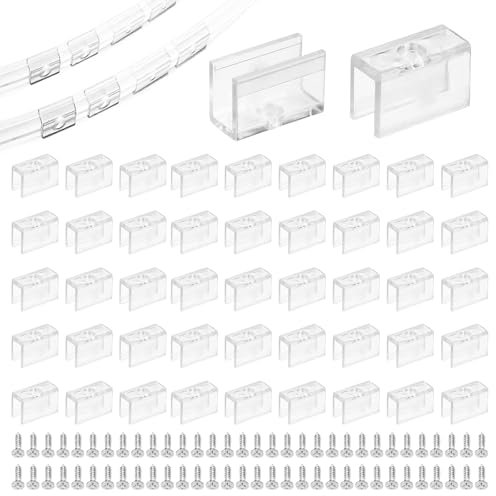 Lot de 100 clips lumineux néon avec vis, supports de montage pour lumière LED, bandes lumineuses transparentes, pour faire des panneaux, bricolage, corde lumineuse, crochets accessoires pour 6 x 12 mm
