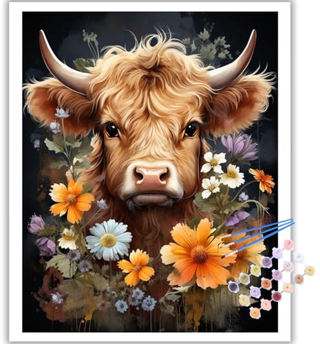 Bœuf Peinture Numero Adulte, Bœuf Kits de Peinture au Numéro, Coloriage Par Numéro Pour La Décoration De La Maison 40x50 cm
