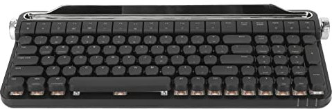 Brilluxa Mechanical Keyboard, Retro Typewriter Keyboard, RGB Gaming Keyboard, Red Switch 100 Keys BT5.1, Vintage Mechanical Keyboard for Android PC, Backlit Keyboard (Black)