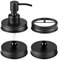 Komashr Mason Jar Bathroom Accessories Lids Set(4pcs) - Jars Not Included - Soap Dispenser, Wide Toothbrush Holder, Apothecary Jars Lids for Regular Mouth Mason Jars - Rustproof Stainless Steel,Black