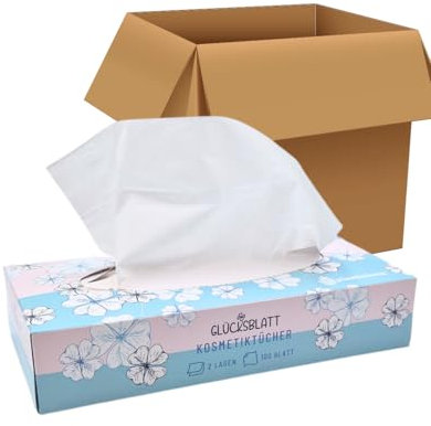 Glücksblatt Fazzoletti da trucco a 2 strati, 4000 salviette, 40 x 100 fogli, morbidi e delicati, adatti a tutti i comuni sistemi di erogazione