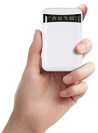 JVGoal Portable Charger 10000mAh, Small Power Bank with 3 Outputs, USB C Input/Output, LCD Digital Display External Battery Pack Compatible for iPhone, iPad, Samsung, Xiaomi