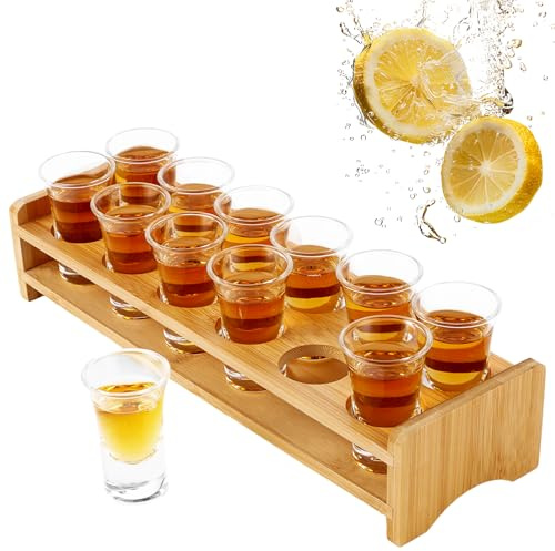 MUXHEL 12 Stück Schnapsglas-Set, 3cl Halter und Schnapsglasbecher, 30ml Schnapsgläser, Cocktail-Halter