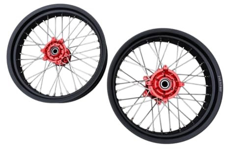 avdb-moto Paar Felgen/Speichen Vorne Hinten 17 / 17 kompatibel mit HONDA CR 125 R CR125R 2002-03, CR 125 R CR125R 2004-05, CR 125 R CR125R 2006-07, CRF 250 R CRF250R 2004-13 Supermoto (Rot)