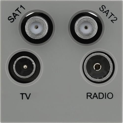 BG Nexus Grey EMTVFMSAT2G Quadplexed SAT1/ SAT2/ TV/FM DAB Outlet Euro Module