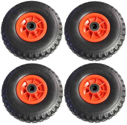TRUTZHOLM 4X pannensichere Ersatzräder für Bollerwagen, Gartenwagen oder Sackkarre 260x85mm Vollgummi 3.00-4 PU Ersatzrad Rad Reifen 75mm Nabenlänge grün (Rot, zentrierte 75 mm Nabe)