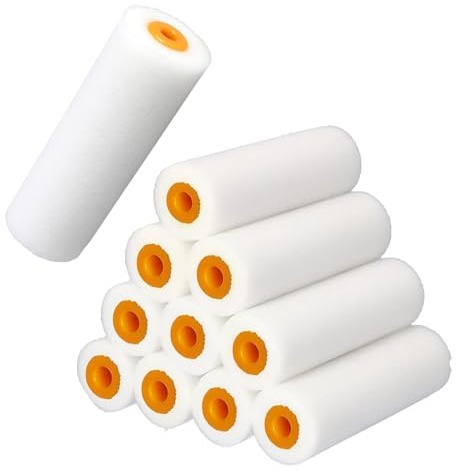 Bangbobi 10x Farbroller Klein Lackrolle Lackierwalze Schaumstoffrolle Farbwalze Lösemittelbeständig Lackrollen für Lacke Malerrolle Klein Farbrolle Polyurethan-Schaumstoff-Rolle für Lackieren