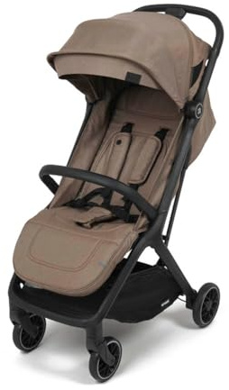 Amaati Perla Compact Lightweight Stroller, Travel Buggy, Easy Folding, Multi-Position Backrest INC Raincover from Birth to 22kg (Sable)