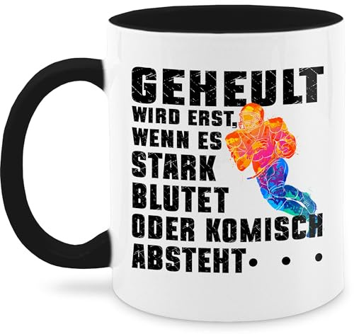 Tasse Tassen 325ml - Geheult wird erst wenn es stark blutet American Football Spruch Geschenke American Football Gifts I - 325 ml - Schwarz