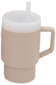 Silikon-Trinkbecher für Kinder-wie Mama ihr Stanley Cup-mit Strohhalm, 9 Oz, Auslaufsicher, Pink/Rosa, Kinderbecher für Kinderhände geeignet, leicht (Sand mit weißem Deckel)