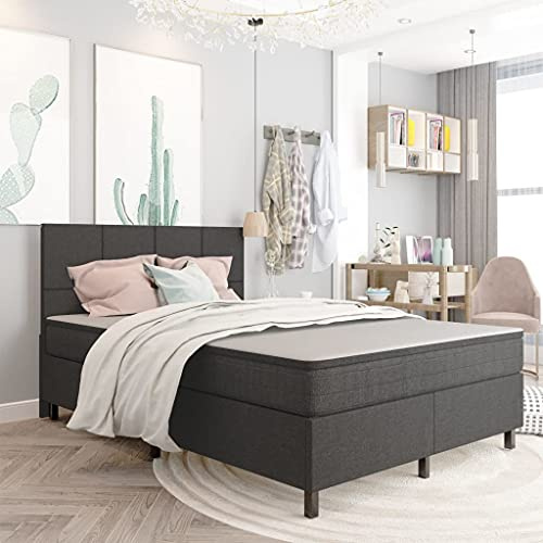 Mimdixy Großformat Plattformausführung Bettgestell,Boxspringbett Dunkelgrau Stoff 160x200 cm Schrankbett