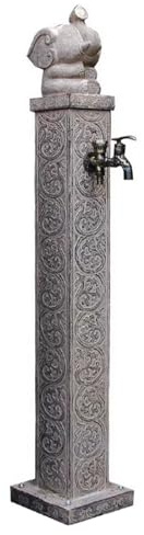 Zuiquity Fontana da Giardino Indipendente e Doppio Rubinetto in Ottone, Colonna Acqua Giardino Stabile e Antiribaltamento per Esterni, Patio, Cortile e Prato(Size:111cm/43in)