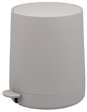 eluno Kosmetikeimer TESERO mit Soft-Touch Oberfläche, Treteimer 4 Liter Fassungsvermögen, mit Soft-Close Deckel, Abfallbehälter mit Kunststoffinneneimer für Bad und Küche, aus Kunststoff (Taupe)