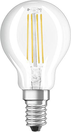 OSRAM Lampada LED Base Classic P40 Miniball 4W 827, bianco caldo 2700K, E14, trasparente, 470 lm, resistente agli urti, senza mercurio